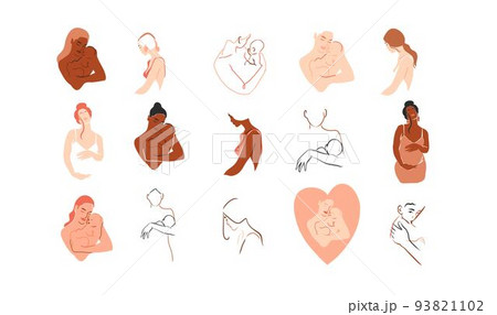 Hand drawn vector abstract stock graphic contemporary line art,aesthetic fashion illustrations collection set with beautiful modern pregnant woman with a newborn in simple trendy style,for branding. Hand drawn vector abstract stock graphic contemporary line art,aesthetic fashion illustrations collection set with beautiful modern pregnant woman with a newborn in simple trendy style,for branding. 93821102