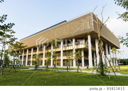 Low angle view of Tainan Main Public Library in Taiwan. 93821615