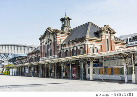 Building view of Old Taichung Railway Station in Taiwan. Built during the rule of Japan, it is now listed as a national monument. 93821881