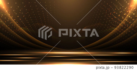 Elegant golden scene diagonal glowing with lighting effect sparkle on black background. Template premium award design. Elegant golden scene diagonal glowing with lighting effect sparkle on black background. Template premium award design. 93822290