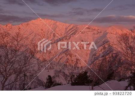 モルゲンロートに染まる唐松岳 モルゲンロートに染まる唐松岳 93822720