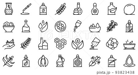 Essential oils icons set, outline style 93823438