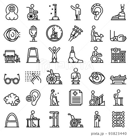 Handicapped icons set, outline style 93823440