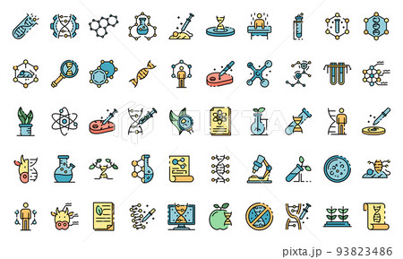 Genetic engineering icons set vector flat Genetic engineering icons set vector flat 93823486