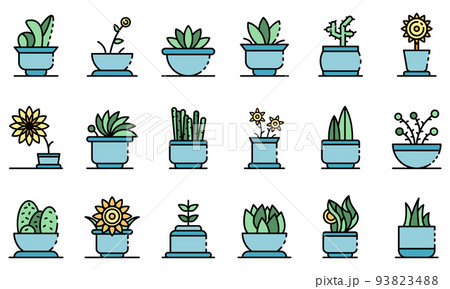Houseplants icons set vector flat Houseplants icons set vector flat 93823488