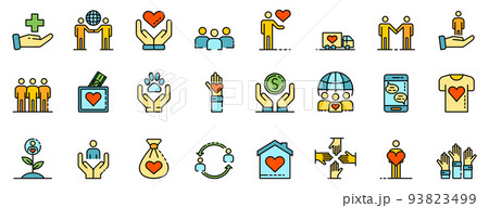 Volunteering icons set vector flat Volunteering icons set vector flat 93823499