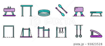 Gymnastics equipment icons set vector flat 93823528