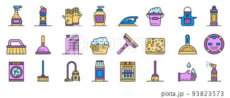 Cleaner equipment icons set vector flat Cleaner equipment icons set vector flat 93823573