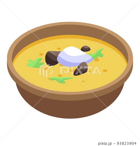 Mussel russian soup icon, isometric style 93823904