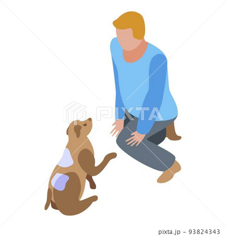 First dog training icon, isometric style First dog training icon, isometric style 93824343