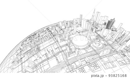 3d city sphere. Vector rendering of 3d 93825168
