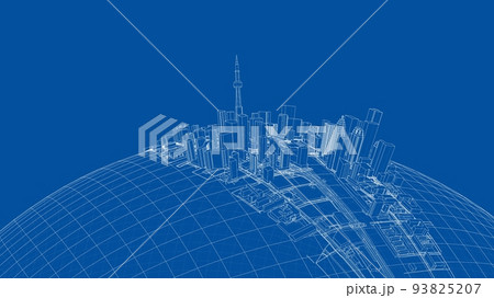 3d city sphere. Vector rendering of 3d 93825207