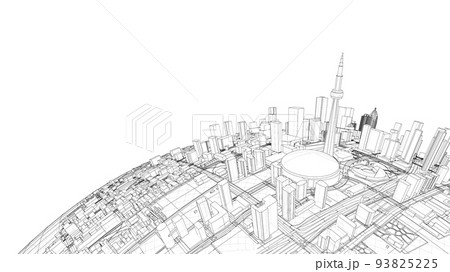 3d city sphere. Vector rendering of 3d 3d city sphere. Vector rendering of 3d 93825225