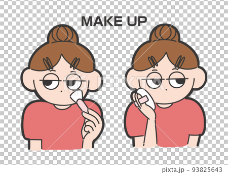 一個女孩用粉末和腮紅化妝的鬆散插圖 93825643