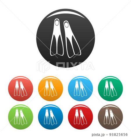 Flippers icons set color vector 93825656
