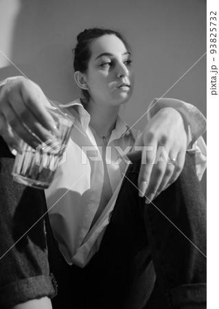 young woman with alcohol 93825732