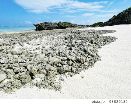 美しい海岸に漂着した福徳岡ノ場からの軽石 93826182