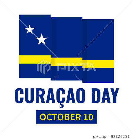Curacao Day lettering with flag. National holiday celebrated on October 10. Vector template for typography poster, banner, greeting card, flyer, etc 93826251