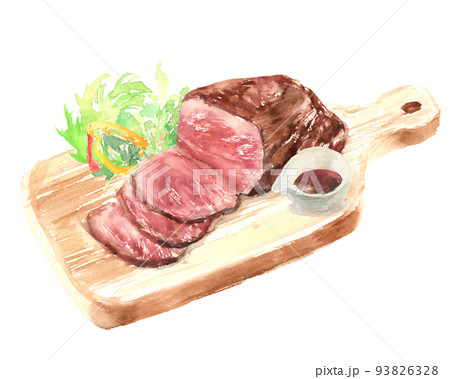 水彩で描いたローストビーフのイラスト 水彩で描いたローストビーフのイラスト 93826328