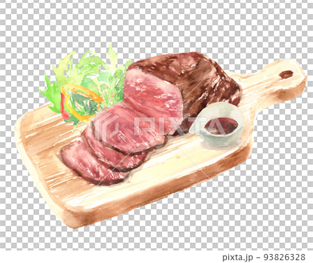 Illustration of roast beef painted by watercolor 93826328