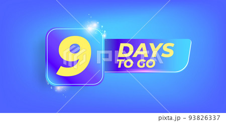 Nine days to go countdown blue horizontal banner design template. 9 days to go sale announcement blue modern banner, label, sticker, icon, poster and flyer. 93826337