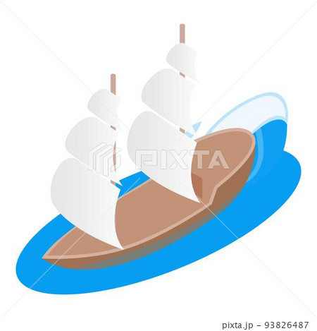 Sailing ship icon, isometric style 93826487