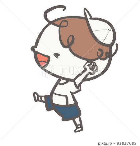 体操服のこども　白組の両手をあげる男の子 93827685