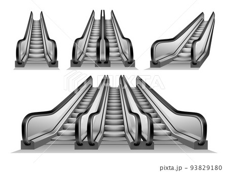Escalator elevator mockup set, realistic style 93829180