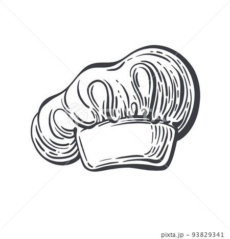 Chef, cook hat engraving Vector hand illustration 93829341
