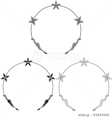 Kunai and Shuriken tied with a rope Kunai and Shuriken tied with a rope 93829566