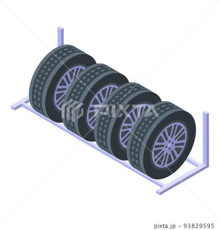 Stand car wheels icon, isometric style 93829595