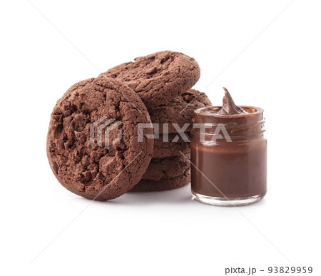 Chocolate cookies and chocolate paste 93829959