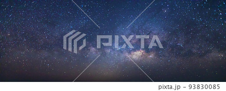 Panorama view universe space and milky way galaxy with stars on night sky background. 93830085