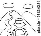 登山に出発する人の線画イラスト 93830284
