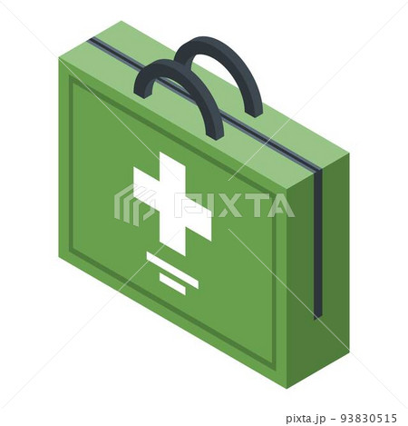 Green first aid kit icon, isometric style 93830515