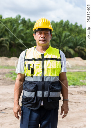 Portrait of Asian Engineering or worker. Engineering or worker at construction site.	 93832406
