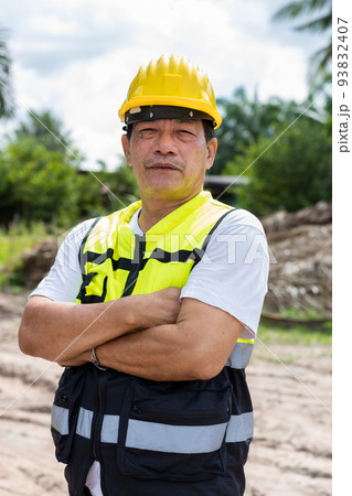 Portrait of Asian Engineering or worker. Engineering or worker at construction site.	 93832407