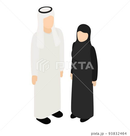 Arabic couple icon, isometric style Arabic couple icon, isometric style 93832464
