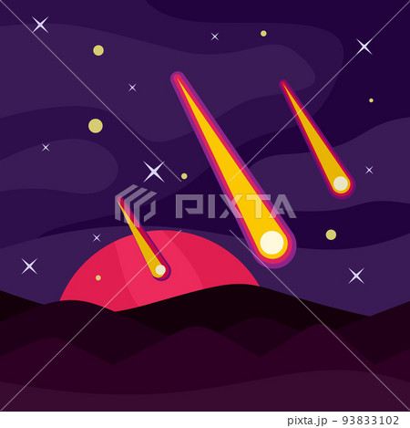 Meteorite asteroid banner concept, flat style Meteorite asteroid banner concept, flat style 93833102