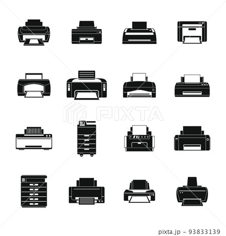 Printer office copy document icons set simple style 93833139