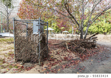 Photograph of damage in Wisemans Ferry Park Reserve after flooding in the Hawkesbury river in Australia Photograph of damage in Wisemans Ferry Park Reserve after flooding in the Hawkesbury river in Australia 93833414