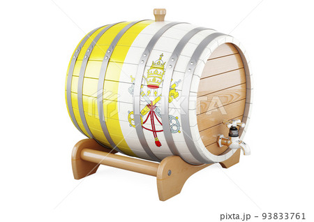Wooden barrel with Vatican flag, 3D rendering 93833761
