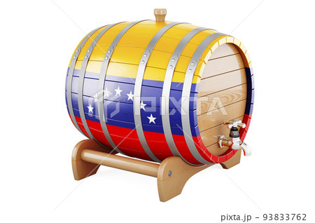 Wooden barrel with Venezuelan flag, 3D rendering 93833762