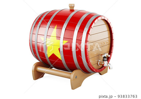 Wooden barrel with Vietnamese flag, 3D rendering 93833763