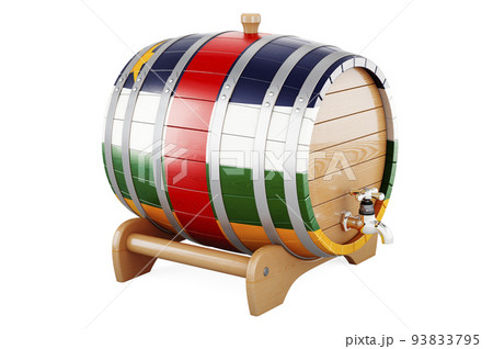 Wooden barrel with Central African Republic flag, 3D rendering 93833795