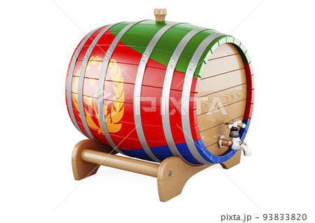 Wooden barrel with Eritrean flag, 3D rendering 93833820