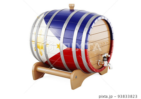 Wooden barrel with Filipino flag, 3D rendering Wooden barrel with Filipino flag, 3D rendering 93833823
