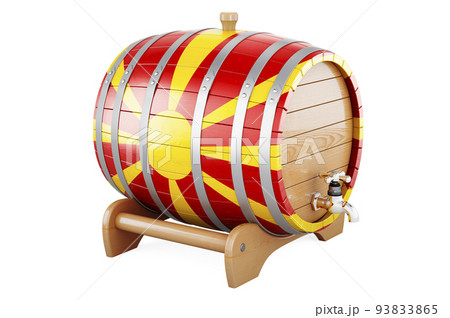 Wooden barrel with Macedonian flag, 3D rendering 93833865
