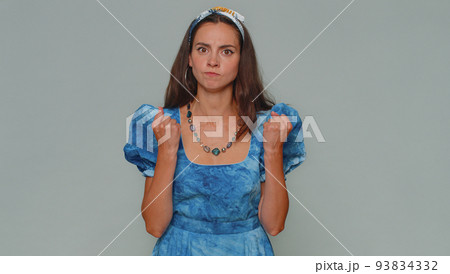 Dissatisfied woman asking reason of failure disbelief irritation feeling bored disappointed bad news Dissatisfied woman asking reason of failure disbelief irritation feeling bored disappointed bad news 93834332