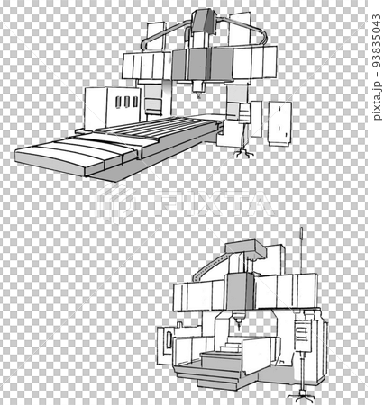 マシニングセンタ2台 ラフ線画 マシニングセンタ2台 ラフ線画 93835043